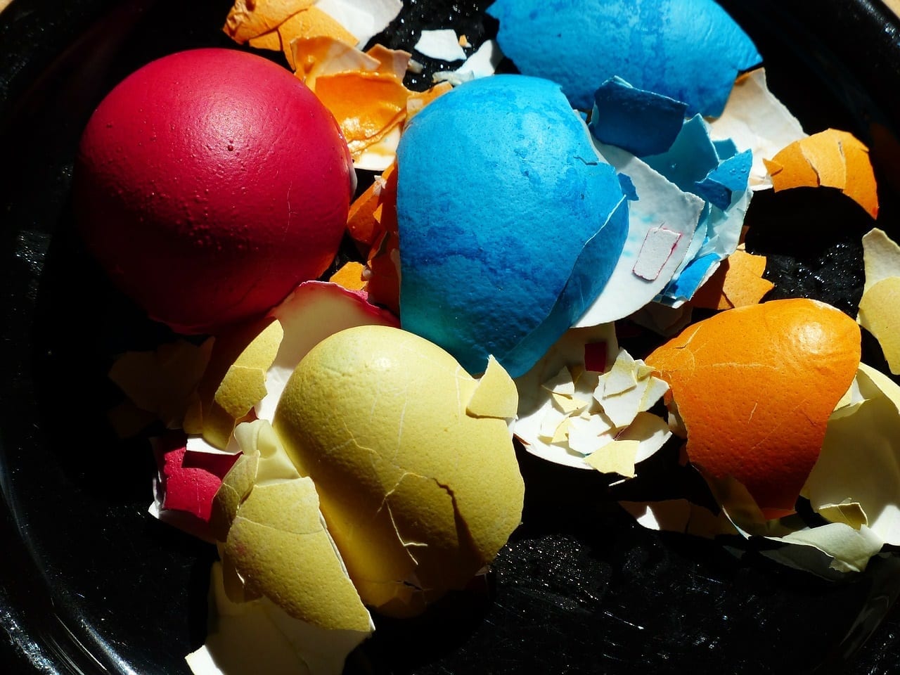 eggshells in different colors